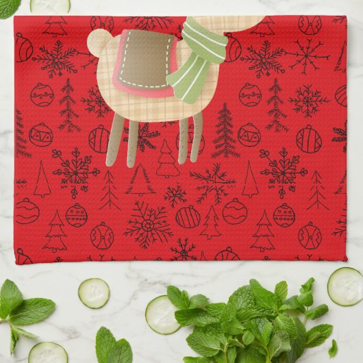 Festes Reindee-Teetuch - maßgeschneidertes Monogra Geschirrtuch (Gefaltet)