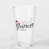 Festes Reindeer Prancer Weihnachtsmannmütze Weihna Glas (Rückseite)