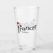 Festes Reindeer Prancer Weihnachtsmannmütze Weihna Glas (Vorderseite)