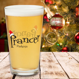 Festes Reindeer Prancer Weihnachtsmannmütze Weihna Glas