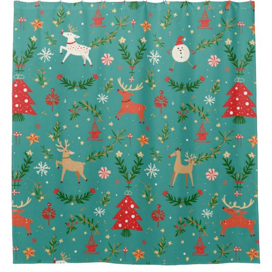 Festes Reindeer Wonderland Duschvorhang (Vorderseite)