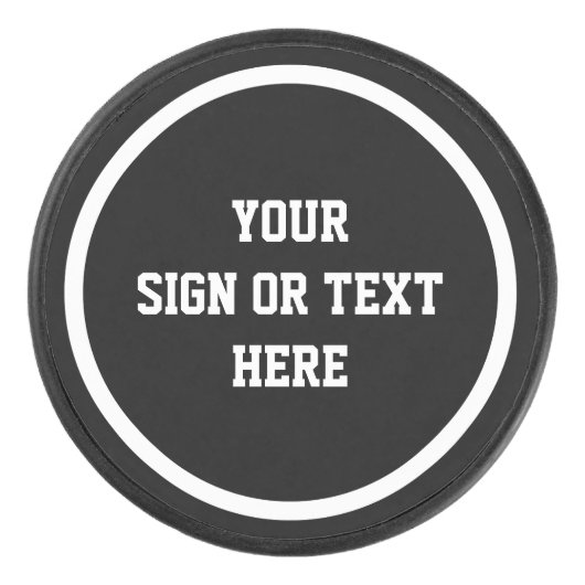 Festes Ringweiß + Ihre Farbe, Zeichen oder Text Eishockey Puck (Vorderseite)