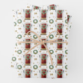 Festes, rote Vordertür-Muster für Wasserfarbe Geschenkpapier Set (Beispiel)