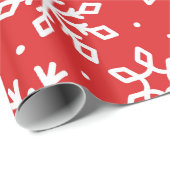 Festes Schneeflockenmuster im roten Hintergrund Geschenkpapier (Rolleneckpunkt)