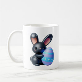 Festes Schwarzbunny Holding dekoriertes Ei Kaffeetasse