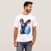 Festes Schwarzbunny Holding dekoriertes Ei T-Shirt (Vorne ganz)