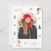 Festes Skiern-Foto Feiertagskarte (Vorderseite)