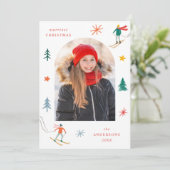 Festes Skiern-Foto Feiertagskarte (Stehend Vorderseite)