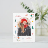 Festes Skiern-Foto Feiertagspostkarte (Stehend Vorderseite)