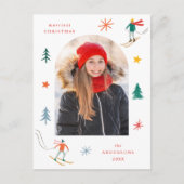 Festes Skiern-Foto Feiertagspostkarte (Vorderseite)