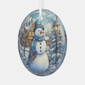 Festes Snowman-Festglas Ornament Aus Glas (Vorderseite links)