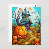 Festes Spuk Haus im Herbst Postkarte (Vorne/Hinten)