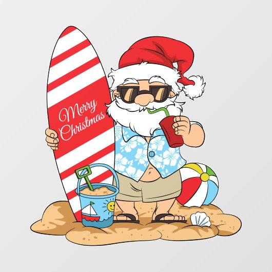 Festes Strandhaus oder Business Santa Fensteraufkleber (Blatt)
