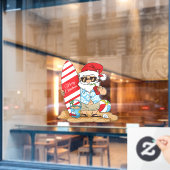 Festes Strandhaus oder Business Santa Fensteraufkleber (Café-Fenster)