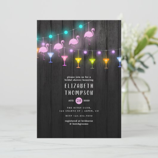 Festes String Lights Fiesta Brautparty Einladung (Stehend Vorderseite)