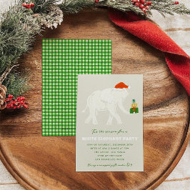 festes Weißes Elefant Party Illustriert Einladung