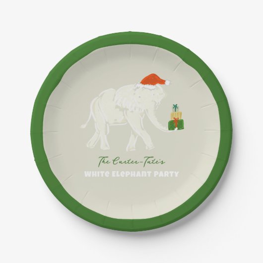 festes Weißes Elefant-Party Illustriert Pappteller (Vorderseite)