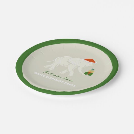 festes Weißes Elefant-Party Illustriert Pappteller (Schrägansicht)