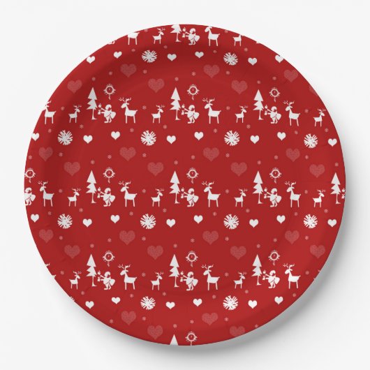 Festes Wintermuster Pappteller (Vorderseite)