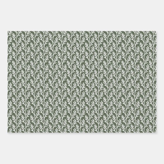 Festfarbiger Wald Moss dunkelgrün Geschenkpapier Set (Vorderseite 3)
