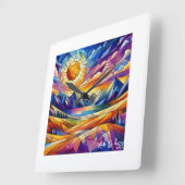 Festgehaltene Glass Mountain Clock Quadratische Wanduhr (Winkel)