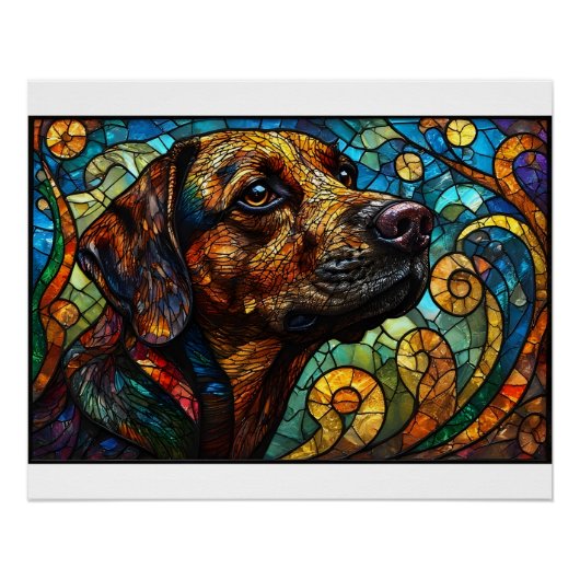 Festgehaltene Glasurmbildung eines Hundes mit lebh Poster (Vorderseite)