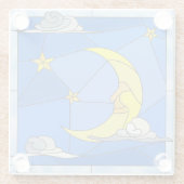 Festgehaltener Glasmond, Sterne und Wolken Glasuntersetzer (Rückseite)