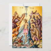 Festgehaltenes Glas griechisch-orthodoxe Christeni Einladung (Rückseite)