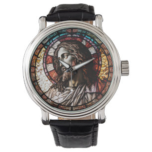 Festgehaltenes Glas Jesus Design Armbanduhr