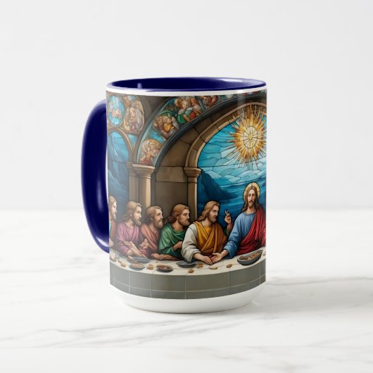 Festgehaltenes Glas Jesus Letztes Abendmahl Christ Tasse (Vorderseite Links)