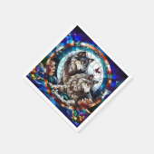 Festgehaltenes Glas Look Wolf Pair Serviette (Ecke)