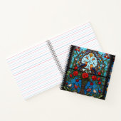 festgehaltenes Glas mit Vögeln und Blume Notizblock (Innenseite)