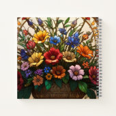 festgehaltenes Glas mit Vögeln und Blume Notizblock (Rückseite)