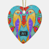 Festgehaltenes Glas sieht Vögel mit Paarung von In Keramik Ornament (Links)