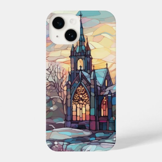 Festgelegte Glaskirche iPhone 14 Slim Fit Case Hülle (Rückseite)