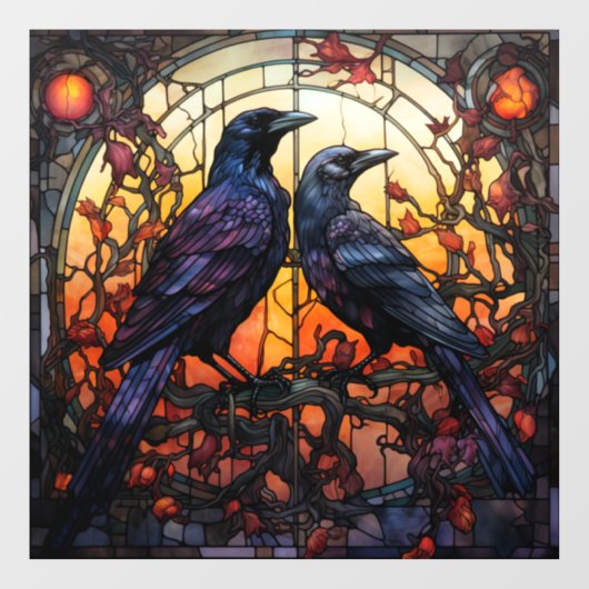 Festgelegte Glass Ravens Fensteraufkleber (Blatt)