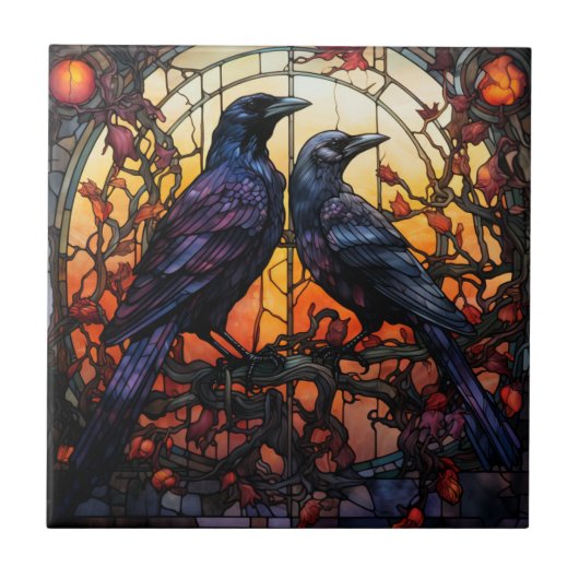 Festgelegte Glass Ravens Fliese (Vorderseite)