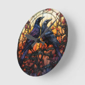 Festgelegte Glass Ravens Runde Wanduhr (Winkel)