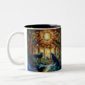 Festgelegte Glaswolfen im Wald Zweifarbige Tasse (Links)