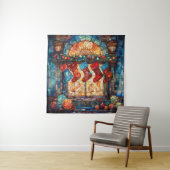 Festgelegte Weihnachtsgläser-Strümpfe Tapestry Wandteppich (Beispiel)