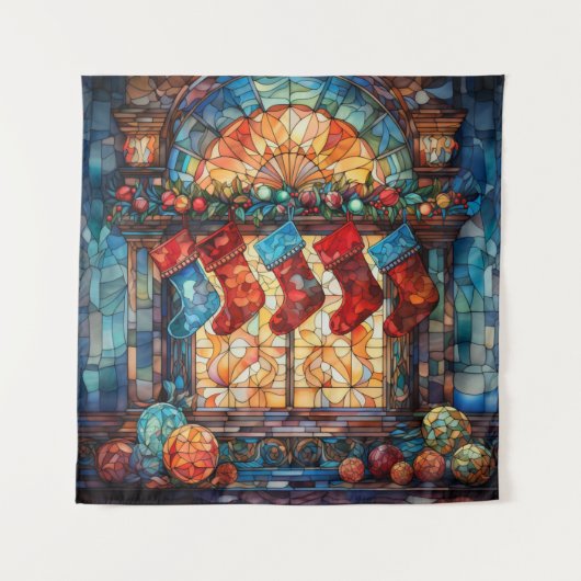 Festgelegte Weihnachtsgläser-Strümpfe Tapestry Wandteppich (Vorderseite)