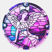 Festgelegter Glass Window Christmas Angel Runder Aufkleber (Vorderseite)