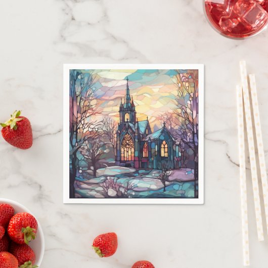 Festgelegtes Glas Kirche Papier Napkins Serviette (Beispiel)