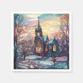 Festgelegtes Glas Kirche Papier Napkins Serviette (Vorderseite)