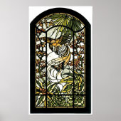 Festgelegtes Glas mit Vögeln und Schmetterlingen Poster (Vorne)