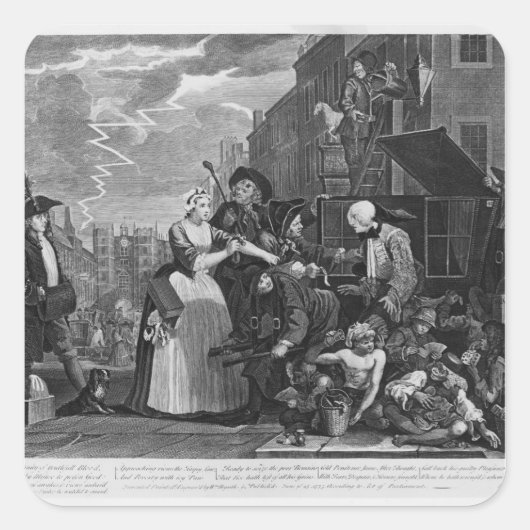 Festgenommen wegen Schulden Quadratischer Aufkleber (Vorderseite)