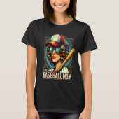 Festgestellte Frau mit Power: Beste Baseball-Mama T-Shirt (Vorderseite)