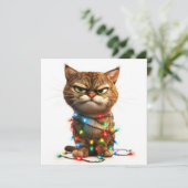 Festgestellte grauenhafte Weihnachtskatze Feiertagskarte (Stehend Vorderseite)