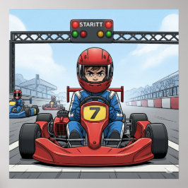 Festgestellter Go-Kart-Treiber Poster