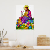 Festgestelltes Glas Jesus Ostereier Poster (Küche)